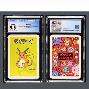 Pokemon Raichu Playing Card graded 9.5 in case